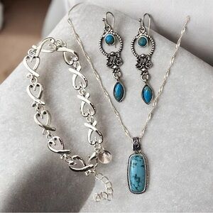 Silver and Turquoise Jewelry Set